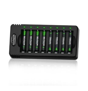 BEVIGOR AAA Rechargeable Batteries 8 Pcs 1100mAh with 8-slot AA AAA Battery Charger, 5V 2A Fast Charging Function