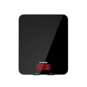 ACCUWEIGHT 201 Digital Kitchen Scales with Tempered Glass Platform Electronic Weighing Food Scale with Backlit LCD, 5kg/11lb