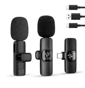 ILOS Wireless Lavalier Microphone for Android Clip-On Mic, Noise Reduction, 65ft Range, 8H Battery, Bluetooth, Plug & Play - Ideal for Vlogging, YouTube, Podcasts, Interviews