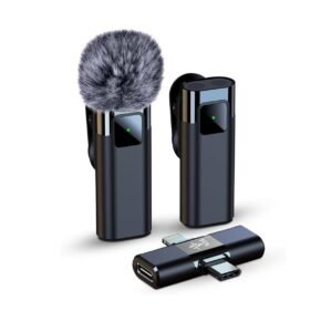 ILOS Wireless Lavalier Microphone for iPhone & Android Dual Mic Set with Magnetic Clip, Noise Reduction, Plug & Play, 98FT Range, Long Battery Life – for YouTube, Podcast, Vlogs, Interviews