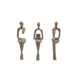 3pcs Modern Abstract Figurine Set - Resin Sculptures for Living Room Decor