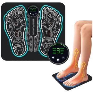 EMS Foot Massager,Electronic Muscle Stimulatior Massage Mat,8 Modes 18 Intensities Relax Muscles,Folding Portable Feet Massage Machine