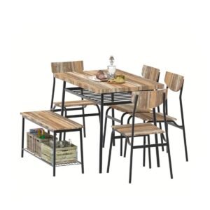 6 Piece Dining Table Set, Kitchen Table And Chairs, Dining Room Dinner Table Set
