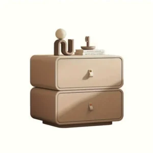 Cream White Bedside Table, Simple Bedside Table With 2 Drawers,