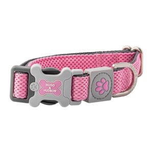 HUGO & HUDSON Dog Collar with Quick Release Safety Buckle and Quick Dry Mesh Fabric, Pink, L